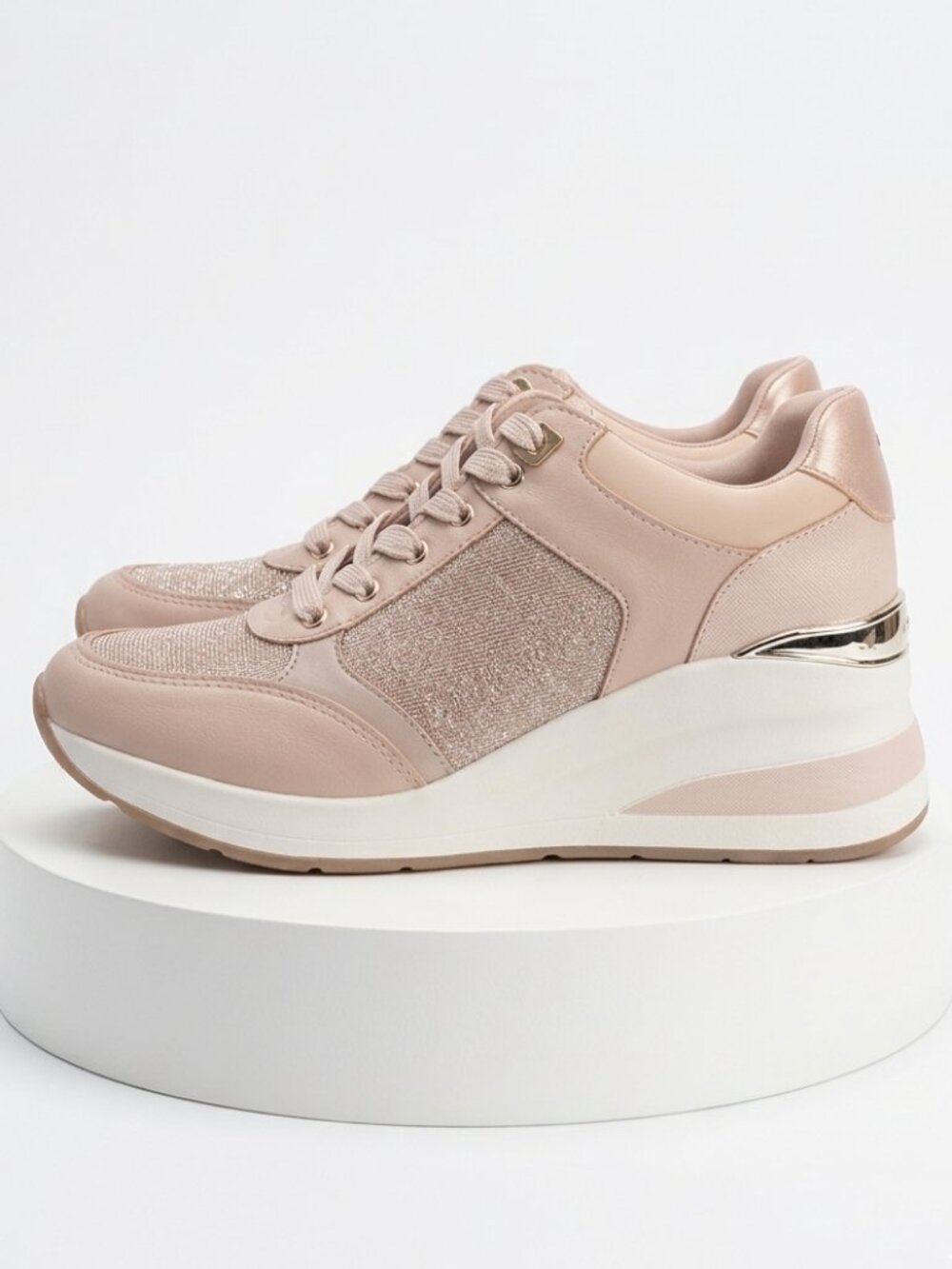 ALDO Pink Glitter and Gold Chunky Platform Sneakers - Size 8